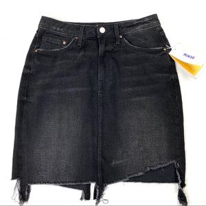 H&M Black Denim Skirt with Raw Hem